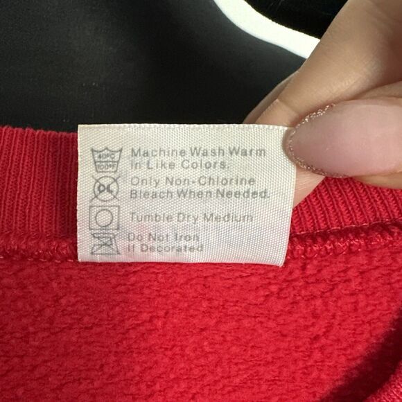 VTG Hanes Christmas Sweatshirt M Red Minimalist Snowflake Holiday 80s 90s USA - Picture 8 of 8